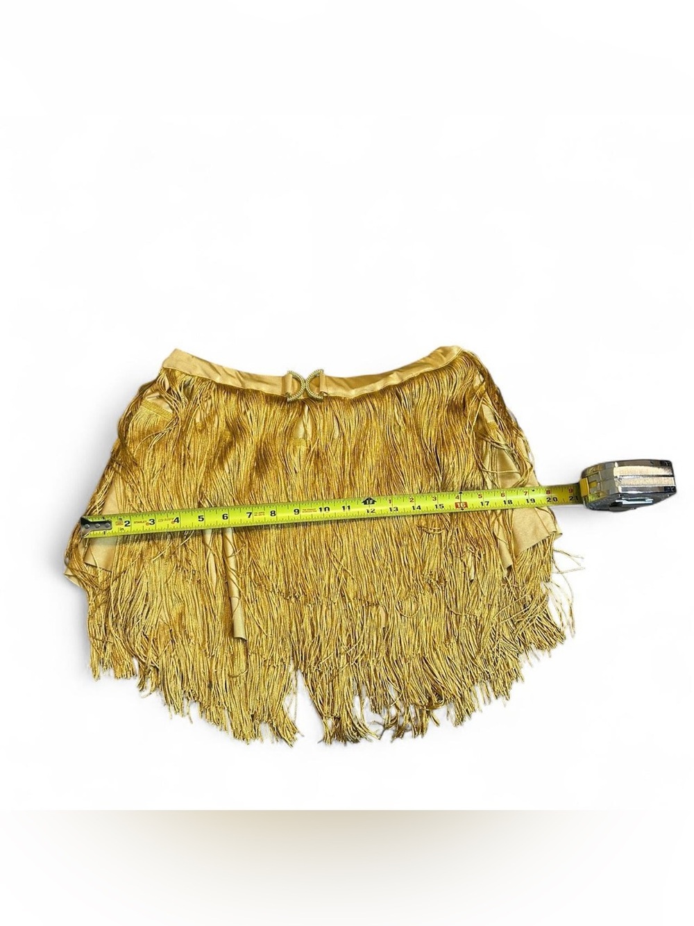 Gold Fringe Mini Skirt Womens Large - Picture 3 of 5